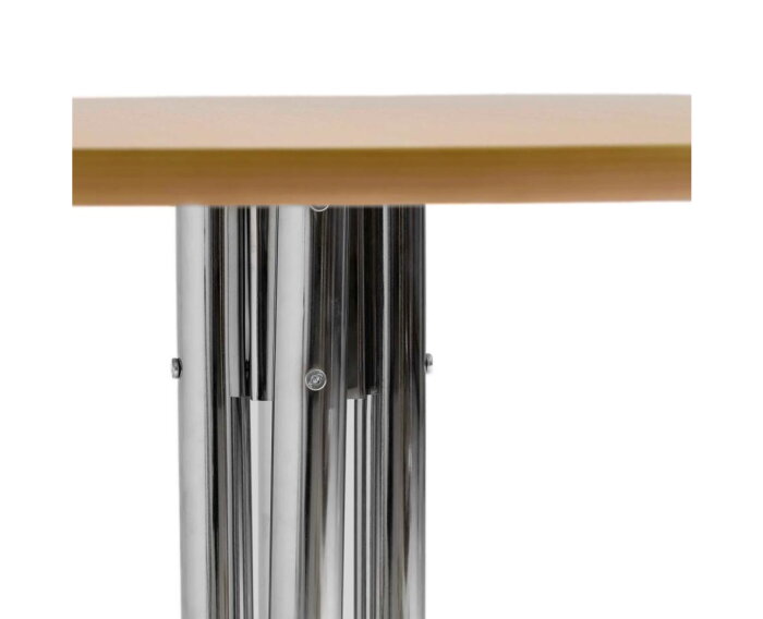 Ronde eettafel Menfi - naturel eikenfineer - &Oslash;120 cm - chromen onderstel