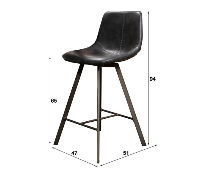 Barstoel zig-zag plat frame | zwart