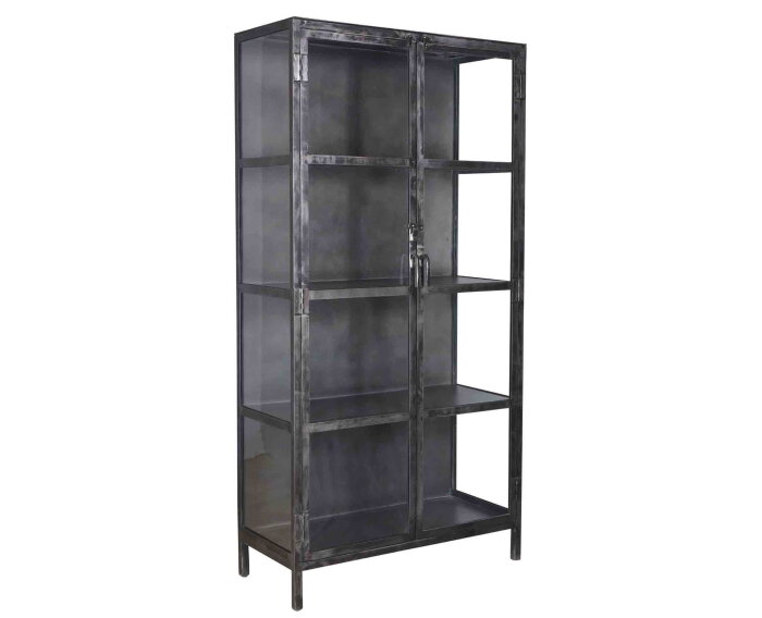 Vitrinekast Rift metal 2 deuren - Gun metal
