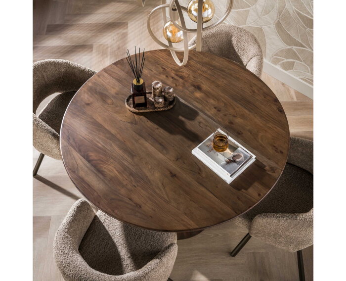 Eettafel Central rond &Oslash;130 - Massief acacia bruin