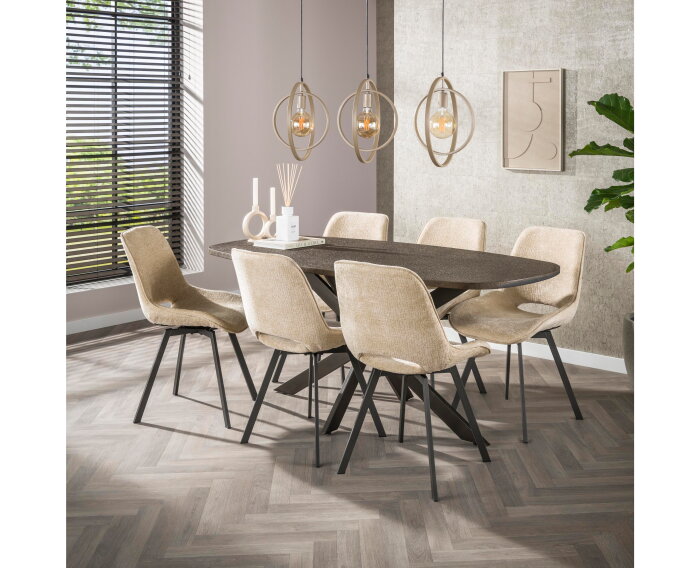 Eettafel 180 Bronvik deens ovaal - Bronze liquid metal