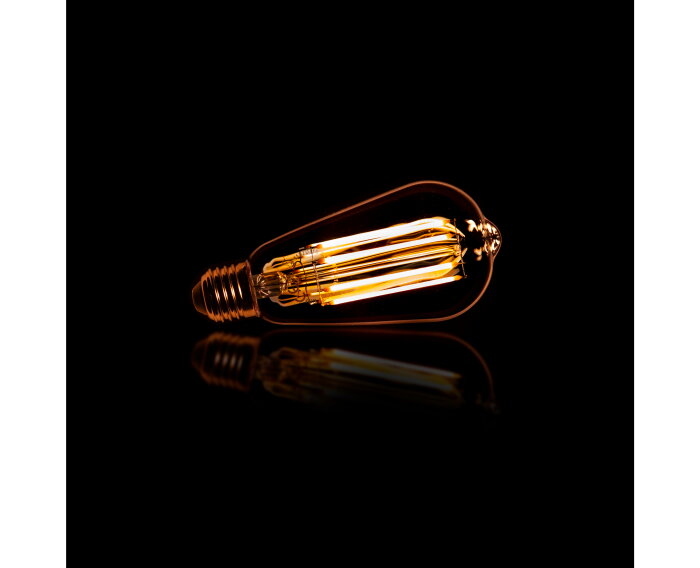 Ledlamp Druppel filament druppel [ST64] - Amberkleurig glas | E27 6W