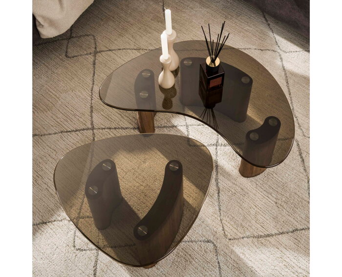 Salontafel Tinto organisch glas set van 2 - Brons glas