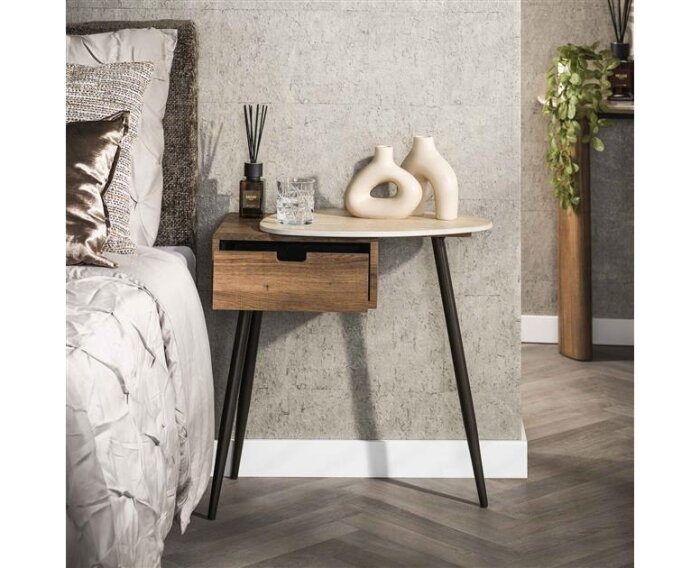Nachtkastje 1L rechts Travino - Ceramic Travertine