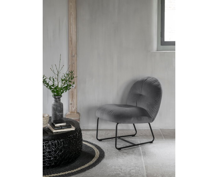 Coffee table Rimini large,35x&Oslash;100 cm, Black rattan, wooden top