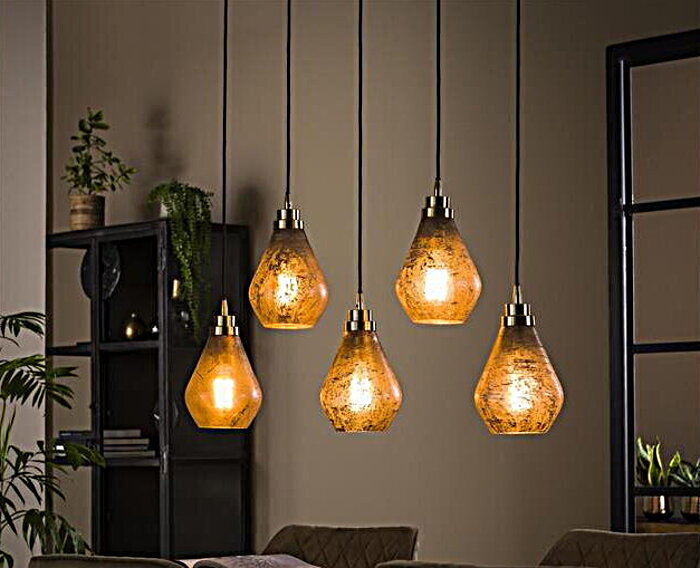 Hanglamp meerdere lampen (5 glazen bollen)