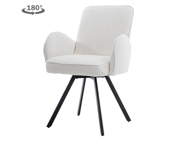 Livo Armstoel - fabric Ascot 1 White (draaibaar)