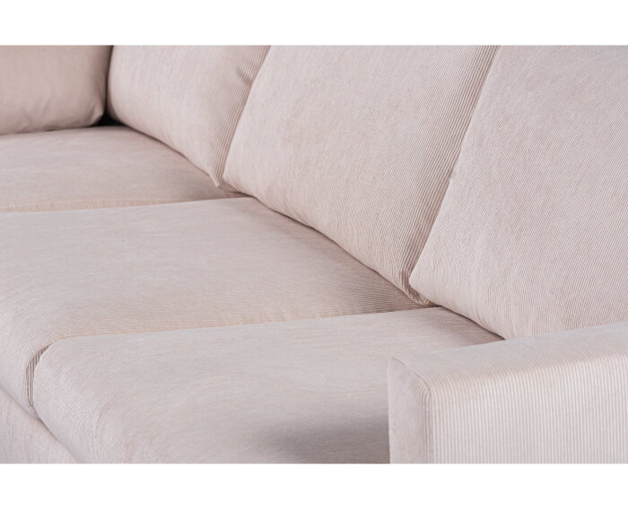 Hoekbank Caspian Links By-Olaf – Stof Fjord Beige ribstof – Metalen Poten – 3-zits Hoekbank - 264x186 cm