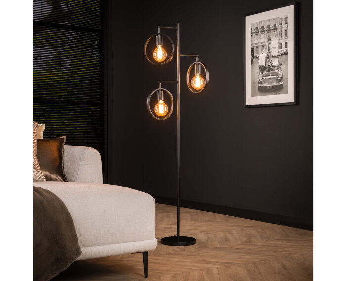 Vloerlamp Ring 3 lampen - Charcoal