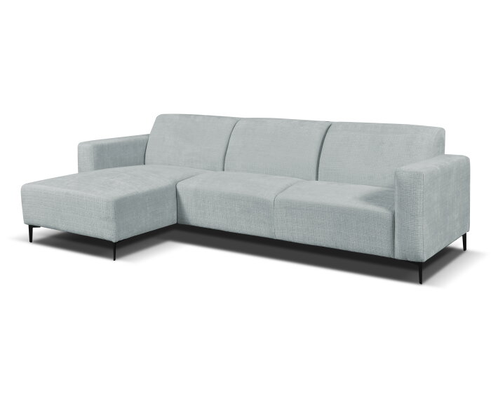 Hoekbank Nolan met Chaise Longue Links &ndash; Cremona Stof - Lichtgrijs - 275x150x84 cm