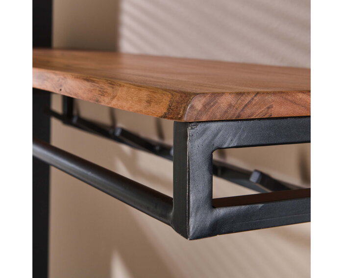 Kapstok custom 6 haken hoedenplank - Massief acacia naturel