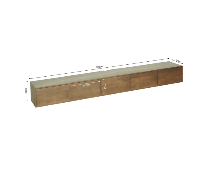 Zwevend tv meubel Vision Walnoot | 280 cm