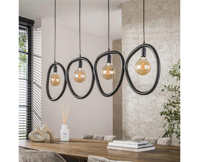 Hanglamp 4L organic steel - Artic zwart