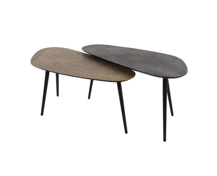 Salontafel Oregon set van 2 niervormig metallic - Brass/Grijs