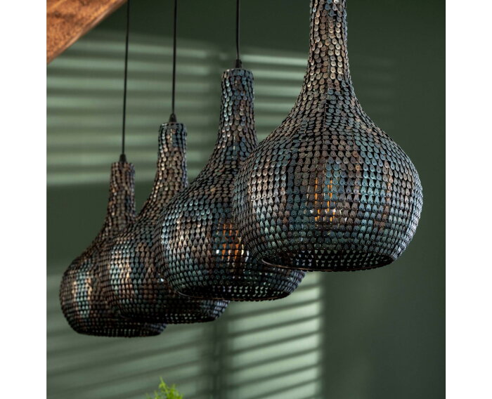 Hanglamp Armor kegel 4- lichts - Zwart bruin
