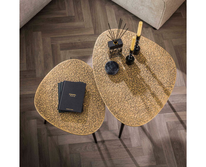 Salontafel Trinity set van 2 driehoekig metallic - Brons antiek
