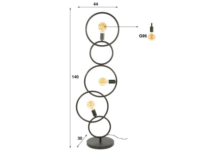 Vloerlamp 3L loop - Artic zwart