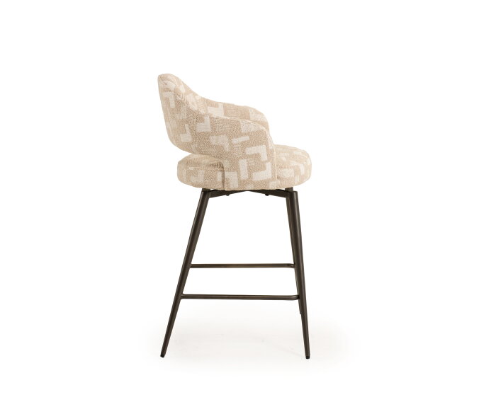 Barstoel Firenze draaibaar Jupiter anodic bruin - Mosaic beige 05 - 65 cm