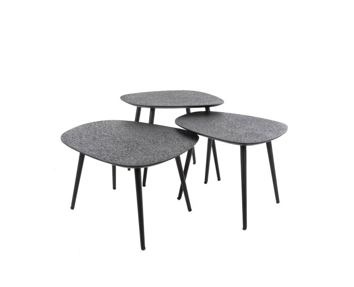 Salontafel Ontario set van 3 vierhoekig metallic - zwart