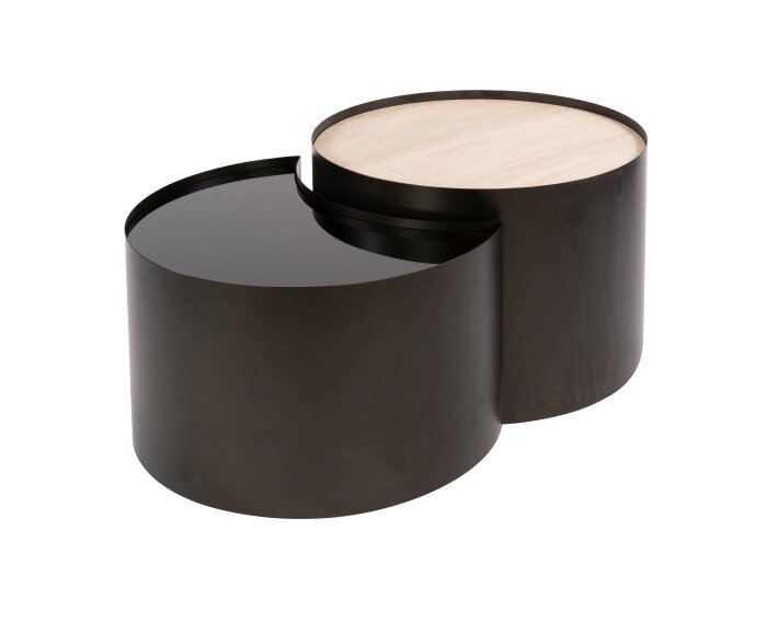 Salontafel Metal half moon set/2 - 3D keramiek travertin