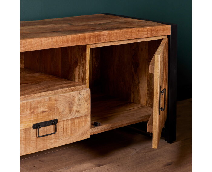 Tv-meubel Britt 150 cm mango metaal - Naturel | Meubelplaats
