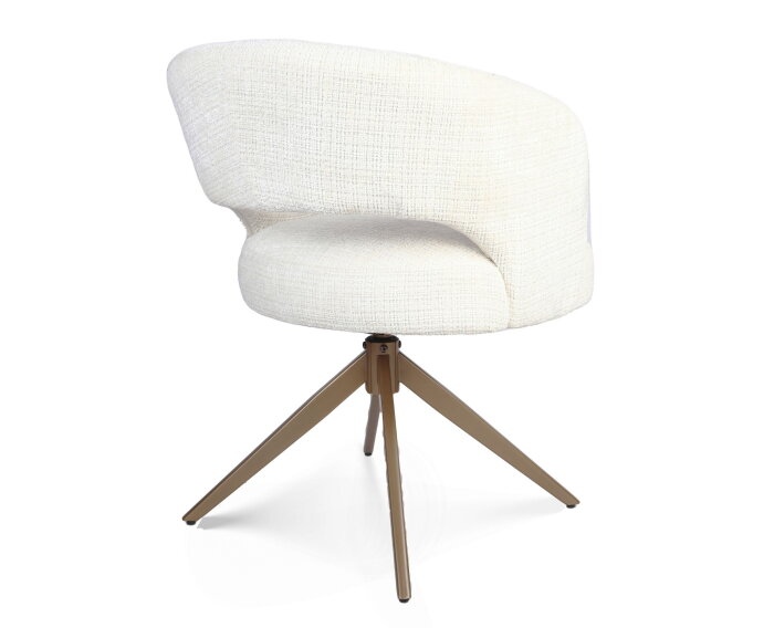 Eetkamerstoel Demi | Off White | Poot Bronze | Met armleuning