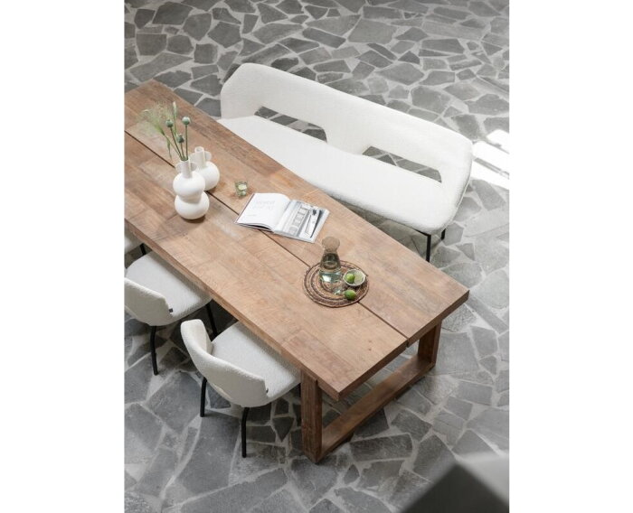 MUST Living eetkamerbank Bloom - 86x190x57 cm - Boucl&eacute; naturel