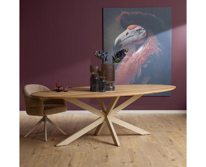 Eiken eettafel Ferris | Ovaal 180 cm | Naturel | Poot Sand