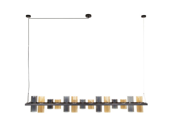 Hanglamp 14L cylinder mixed glass  (G9) - Artic zwart