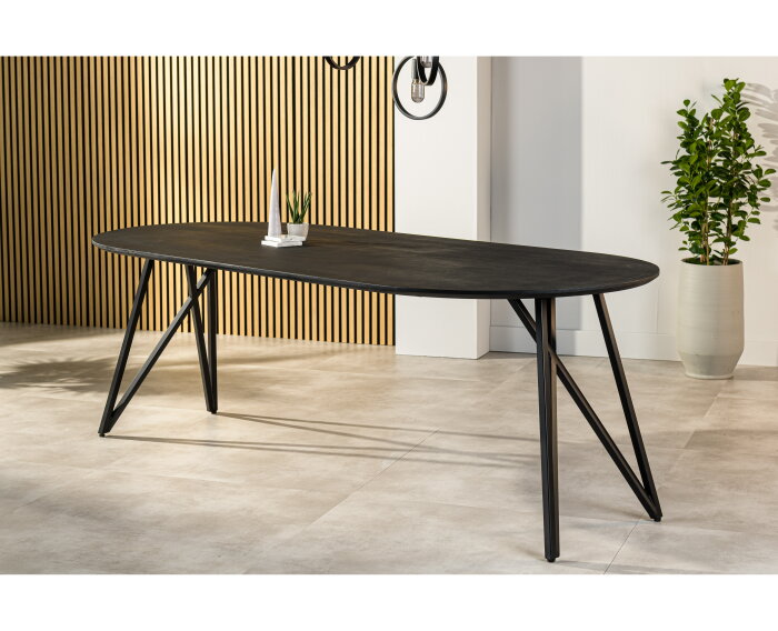 Eetkamertafel ovaal, 220x100 cm, B340 zwart | BY-OLAF