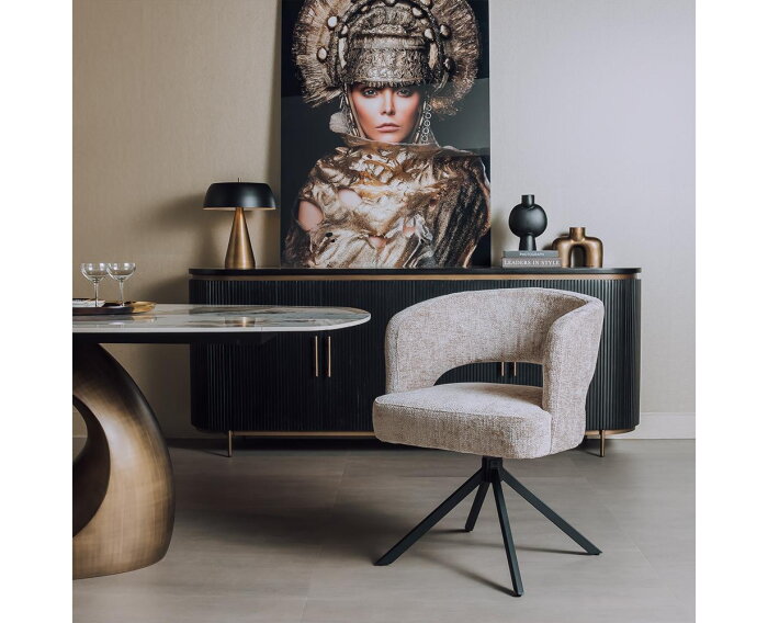 Eetkamerstoel Mura draaibaar Chenille - Beige