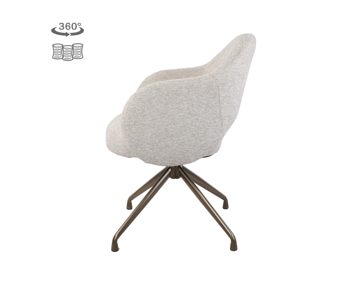 Tower Living eetkamerstoel Porto draaibaar Anodic - Toro 25 cream