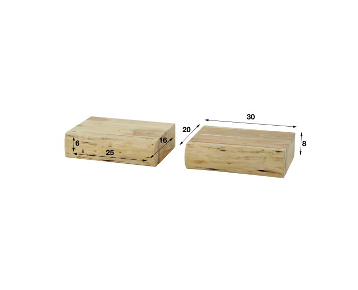 Nachtkastje 1L set/2 tree XS - Massief acacia naturel