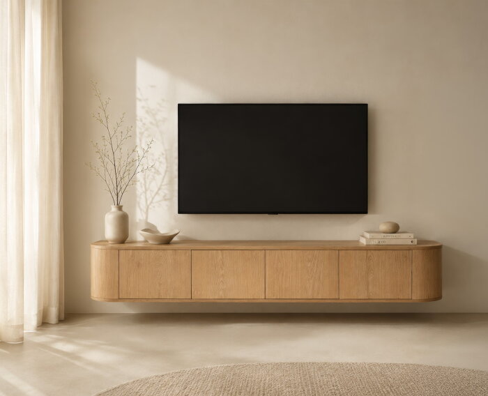 Tv meubel Novero Zwevend eiken 220 cm - Naturel