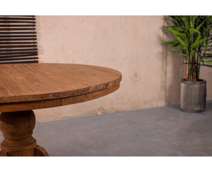 Ronde Teak Eettafel Dingklik met Bolpoot - 160 cm