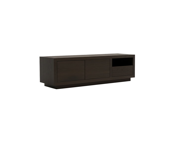 Tampere TV dressoir 150 met 2 deuren, 1 lade en 1 open vak, Dark Chocolate - Oak Collection