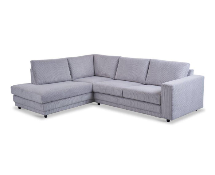 Hoekbank Livaro Beige - Zoom 19 Ribstof &ndash; Ottomane Links &ndash; 261x204 cm