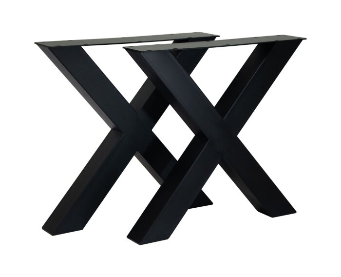 Tafelpoten - X-model - 75x12x72 - Gepoedercoat zwart - Metaal - Set van 2