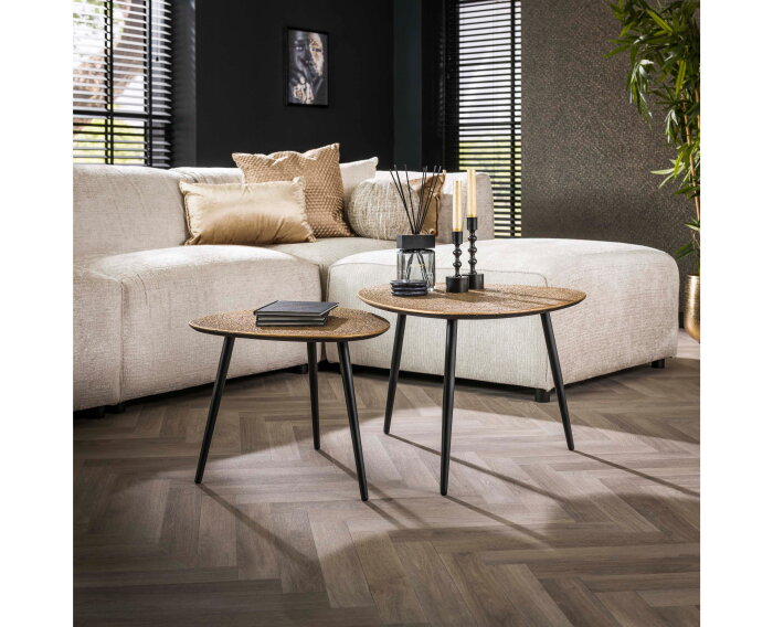 Salontafel Trinity set van 2 driehoekig metallic - Brons antiek