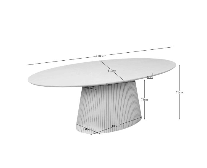 Ovale eettafel Solana Zand Mangohout 210 cm