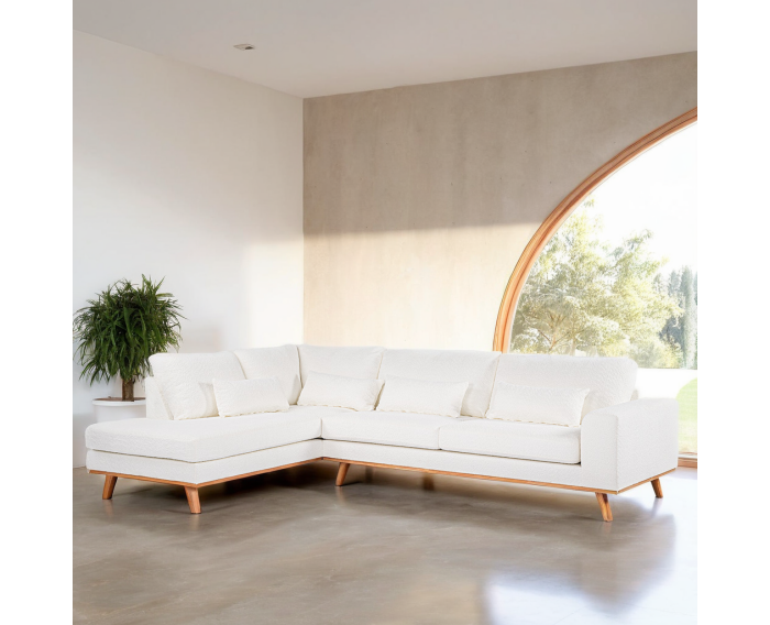 3 seater corner left, fabric Abriamo 4, A920 naturel