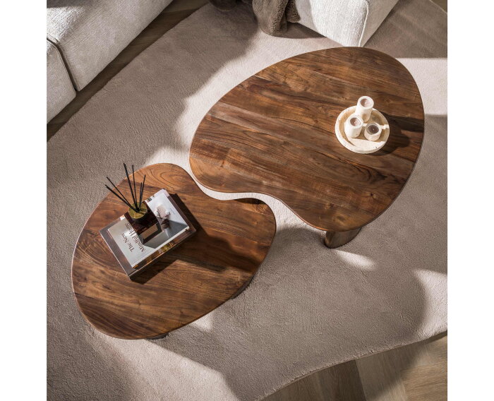 Salontafel Mova set/2 - Massief acacia bruin