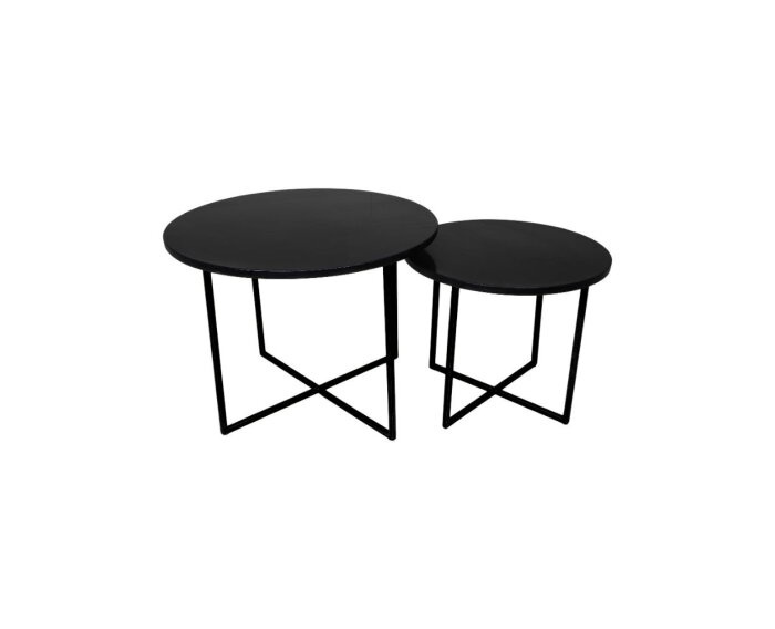 Ronde Salontafel - ø61x45/ø46x39 - zwart marmer - set van 2