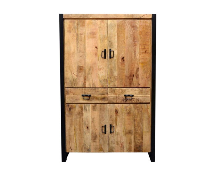 Opbergkast Britt mangohout 4 deuren 115 cm - Naturel