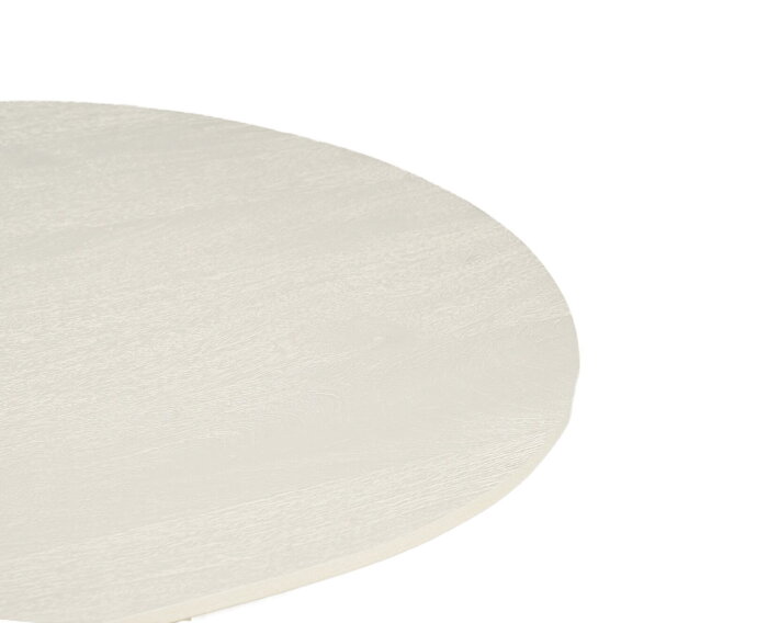 Salontafel Patrice rond set van 2 mangohout 80 cm & 60 cm - crême wit