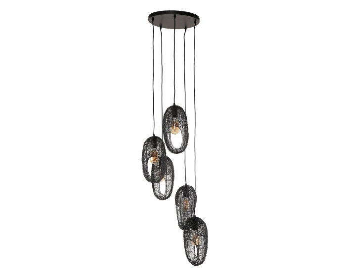 Hanglamp 5L open oog wire - Artic zwart