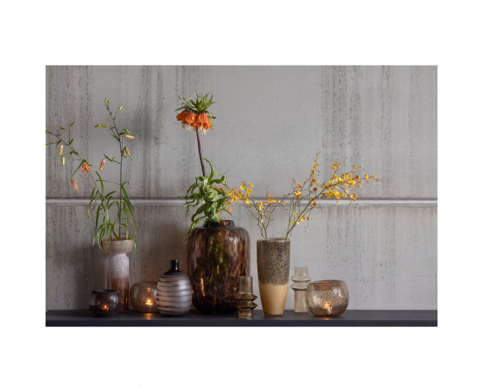 Drib Vaas Glas Bruin 12xØ15cm - BePureHome