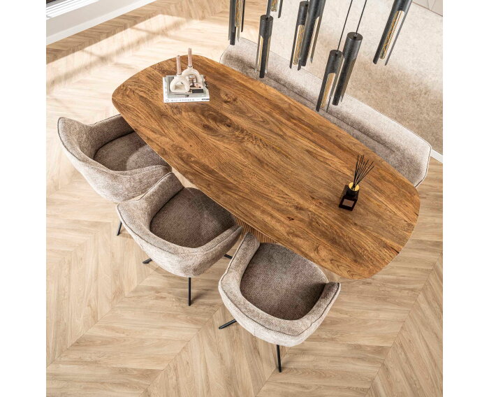 Eetkamertafel 215 wave centrale poot - Massief mango zandkleur