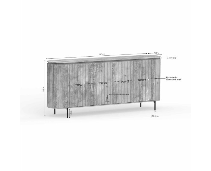 Dressoir Solana | 210 cm | Taupe