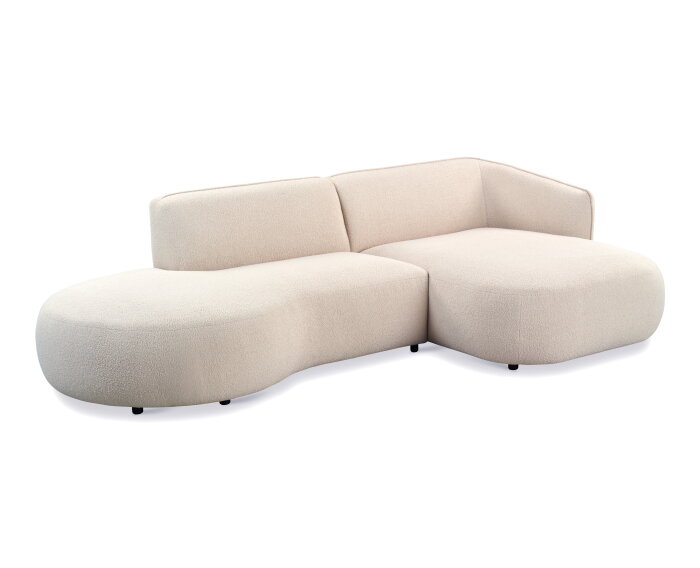 Organische hoekbank Valerie Boucl&eacute; met chaise longue links - 276x150x75 cm - Japandi - Beige